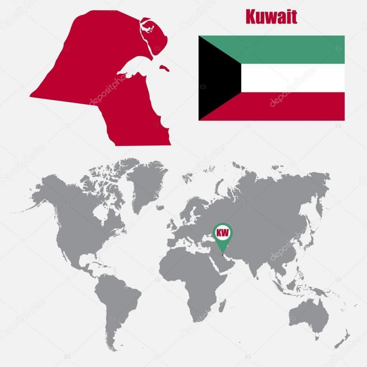 kuwait mapa en el mapa del mundo