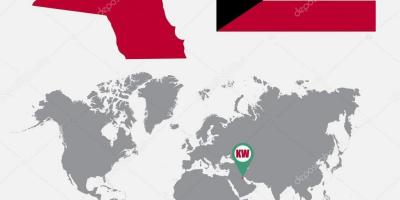 Kuwait mapa en el mapa del mundo
