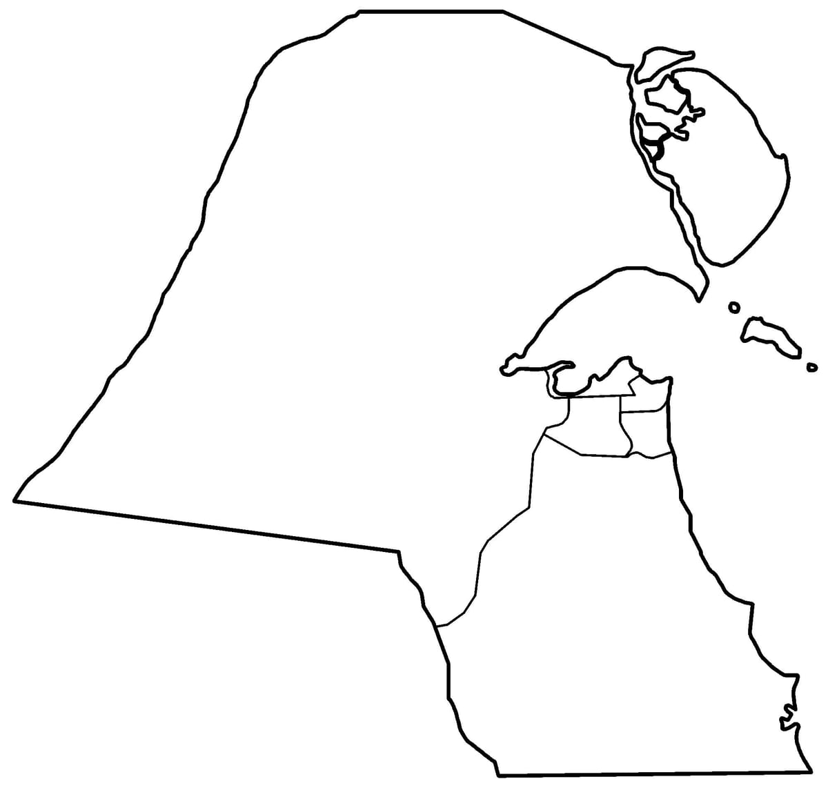 mapa de kuwait en blanco 