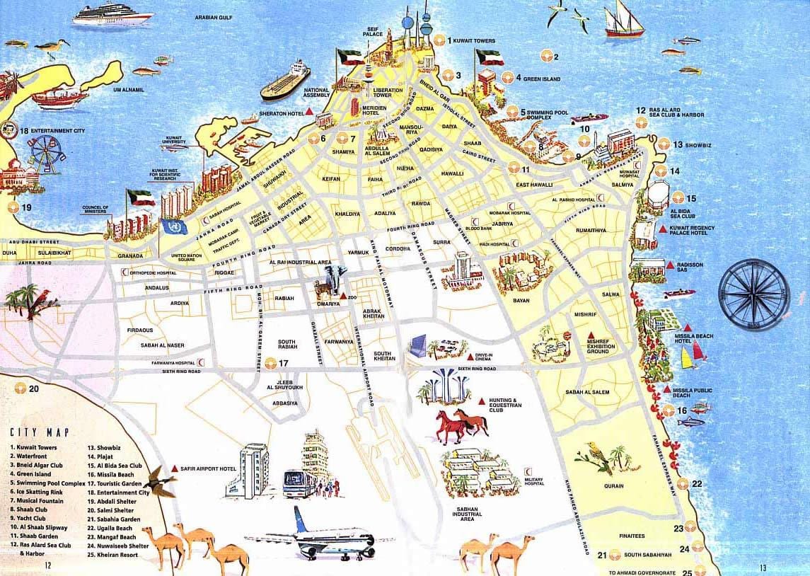 mapa de kuwait turístico