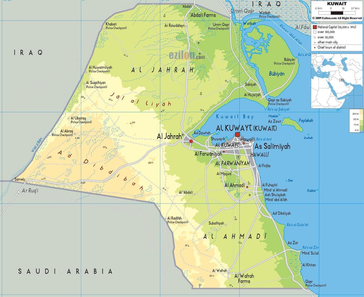 mapa de kuwait municipio 